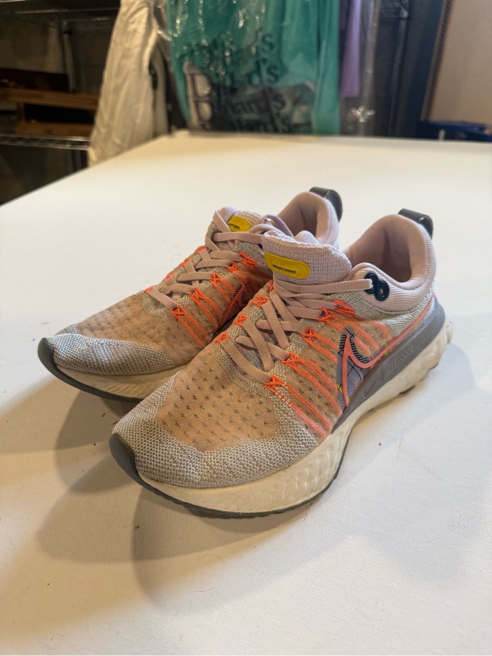 Nike Women's Light Pink and Orange Running Sneakers